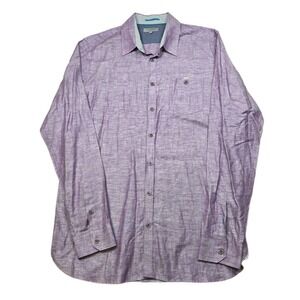 Ted Baker London Linen Shirt Mens Large 5 Purple Patterned Casual Button Down‎